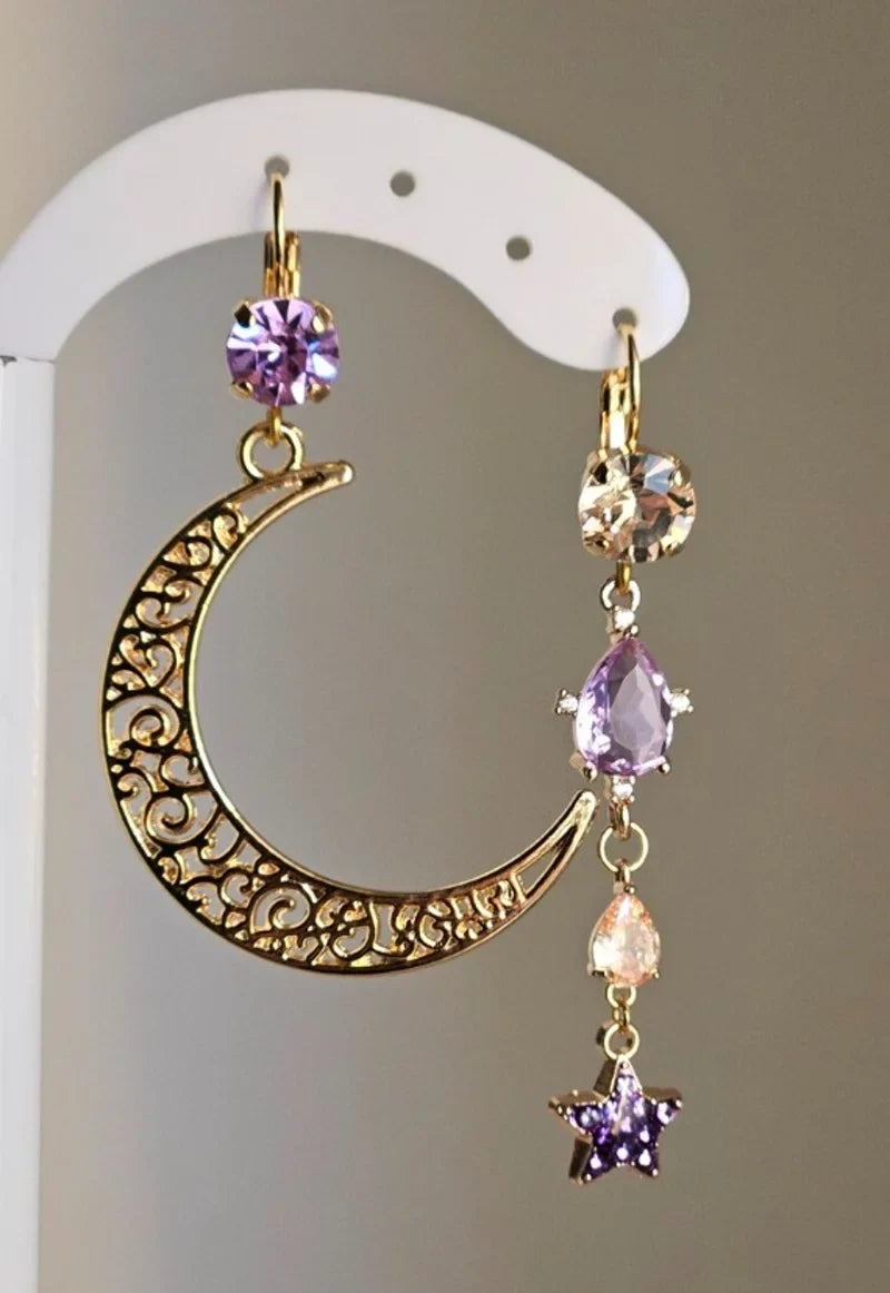 Orecchini luna e strass