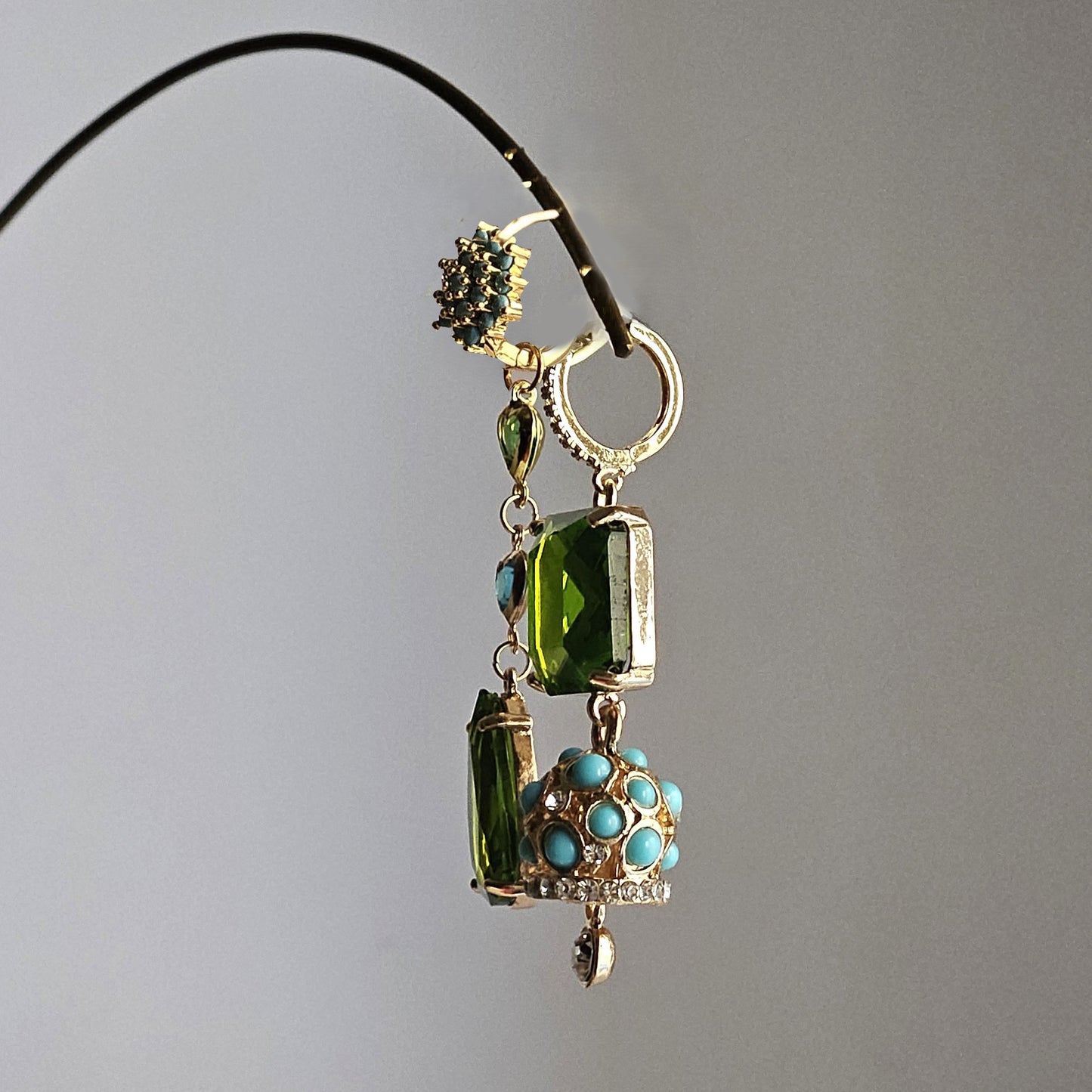 Orecchini cuori turchese kiwi e bell