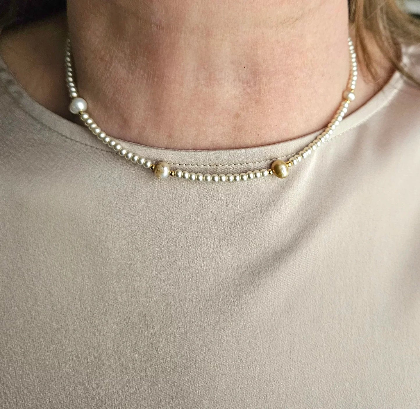 Choker di Perline con Perle di Fiume