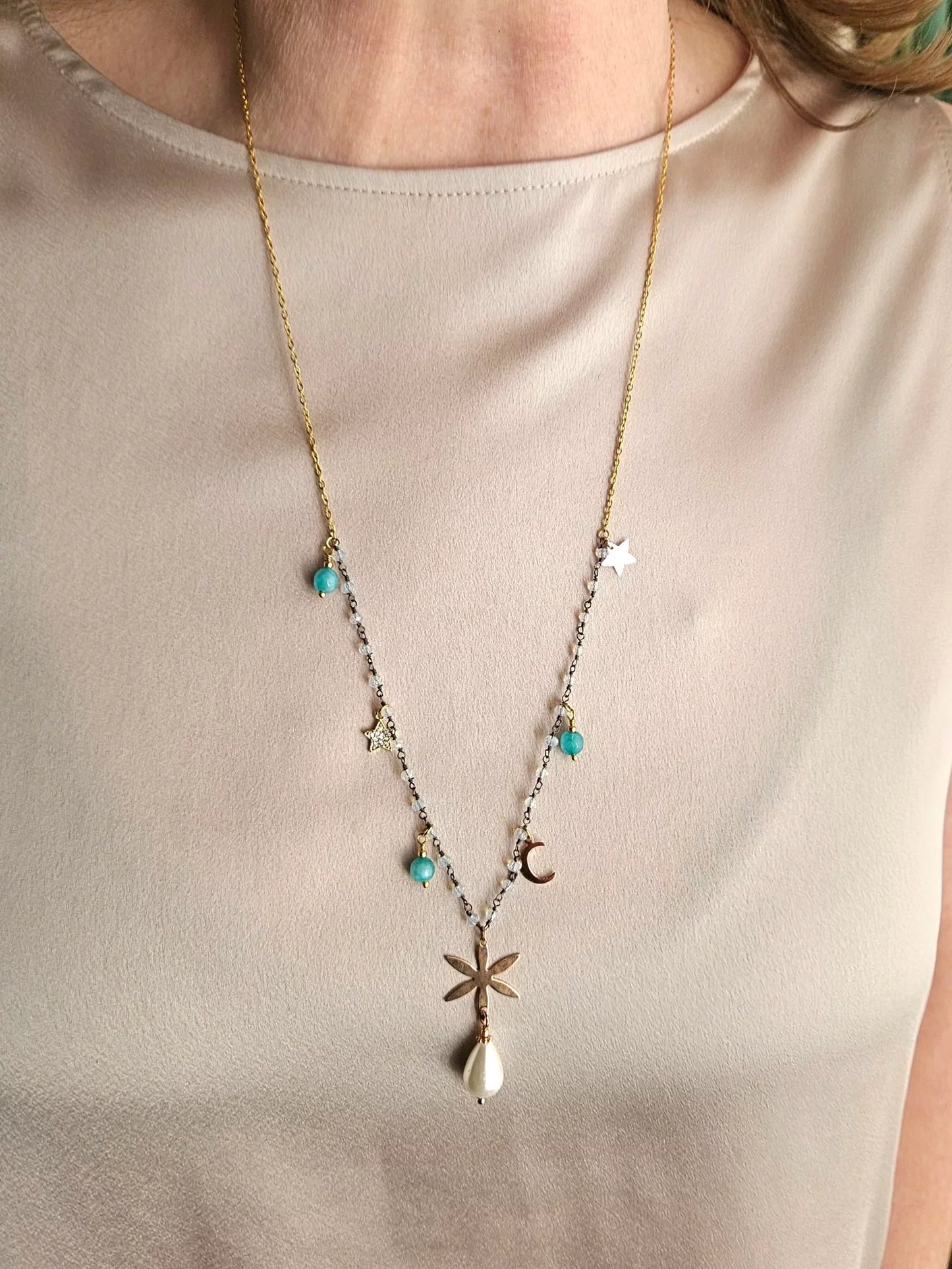 Collana acciaio e rosario