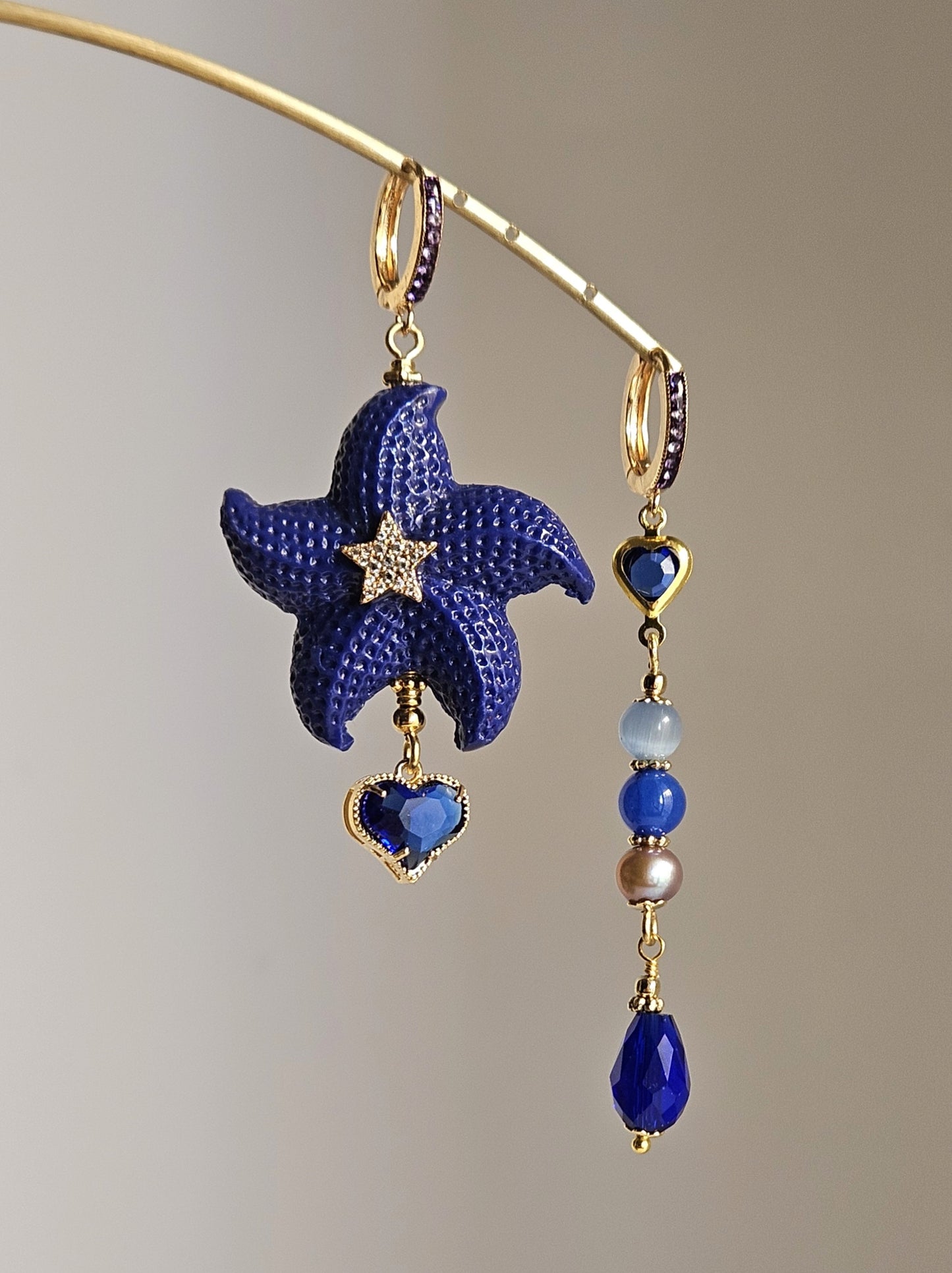 Orecchini stella marina blu