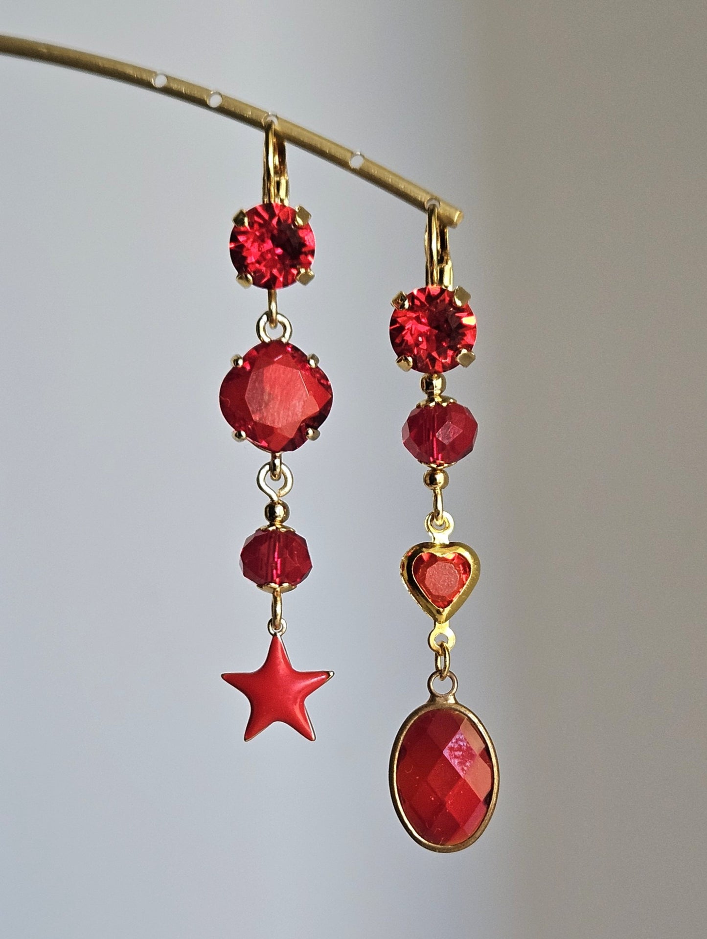 Orecchini strass in rosso