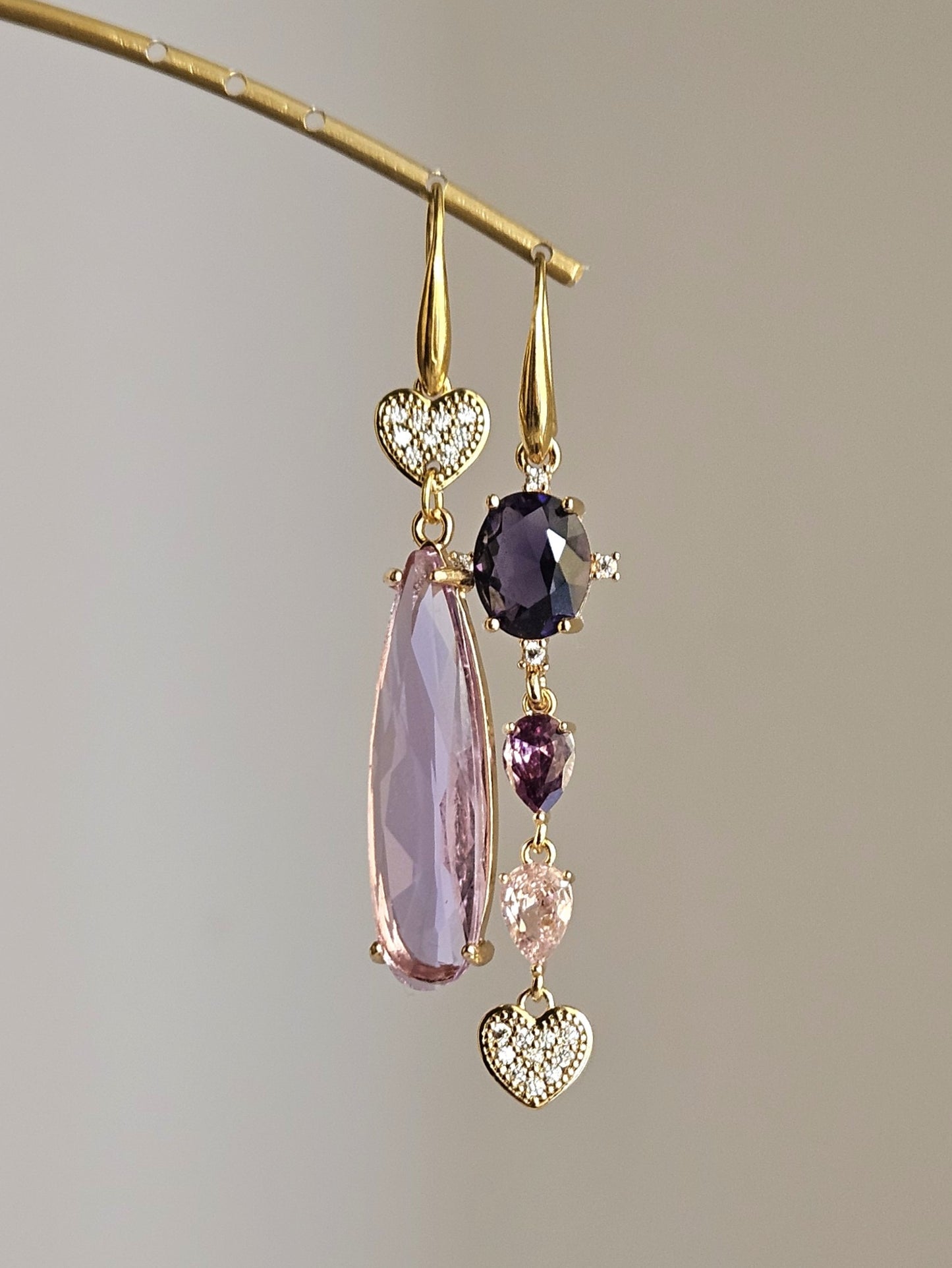 Orecchini glicine viola e rosa
