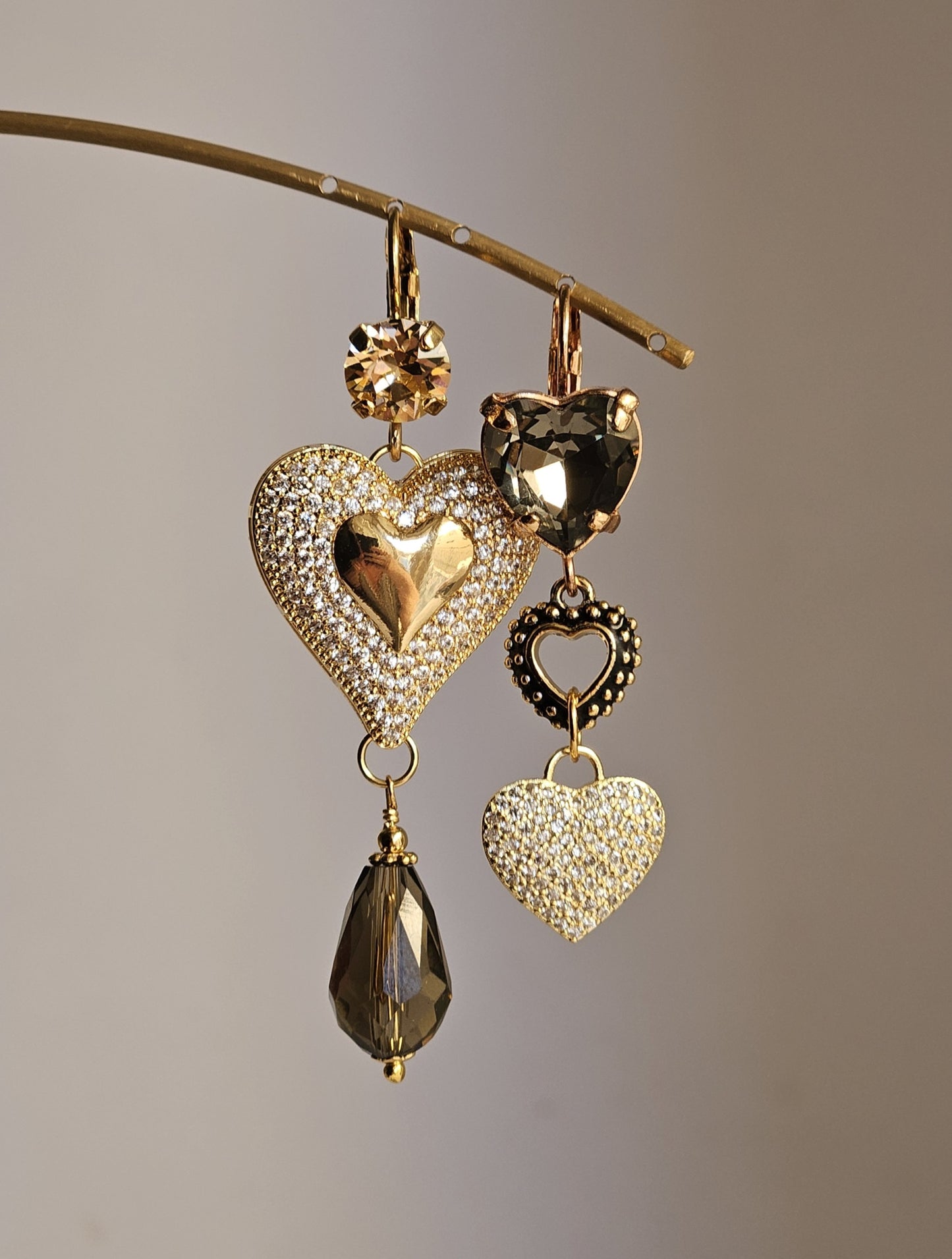 Orecchini strass di cuori