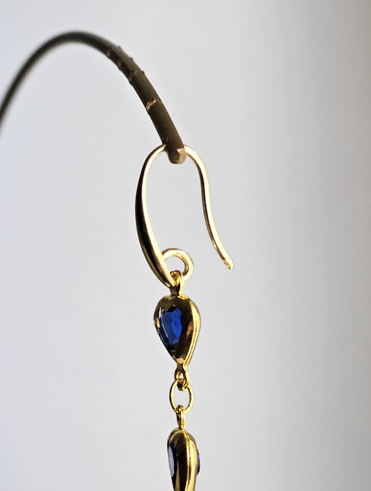 Orecchini cuore blu cuore strass