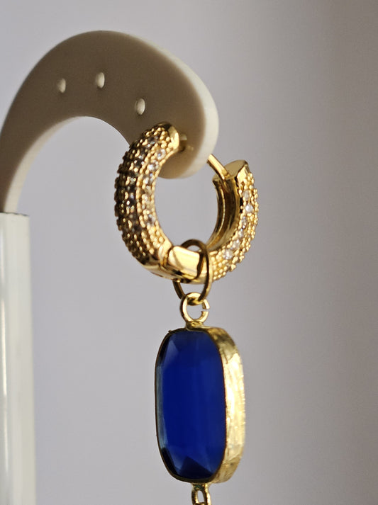 Orecchini strass turchesi e pietre blu