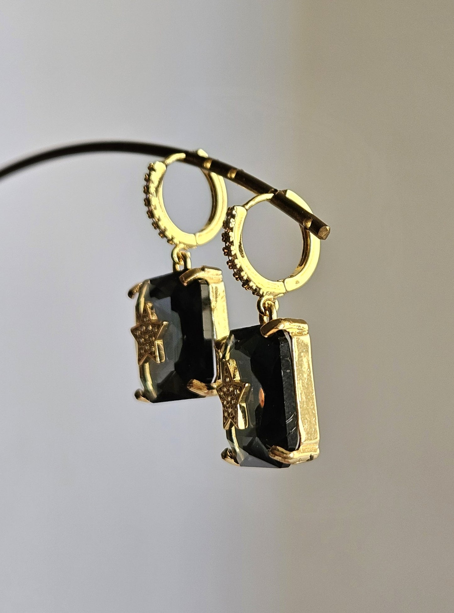 Orecchini strass su strass fumo