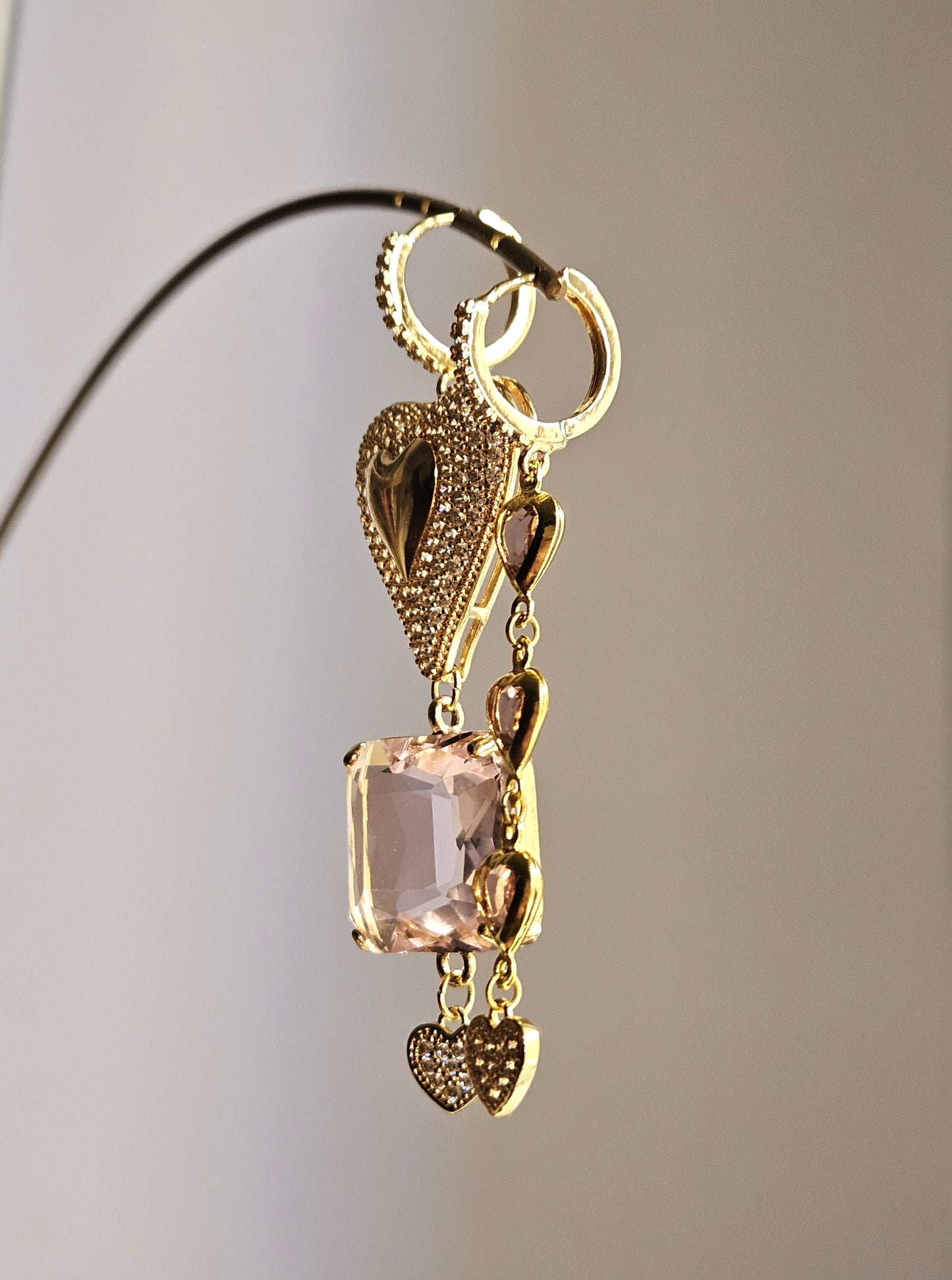 Orecchini cuore a cuore rosa