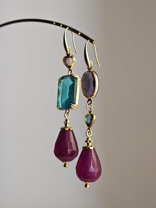 Orecchini prugna e turchese