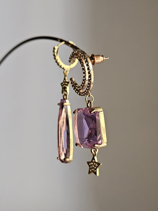 Orecchini strass glicine e luna