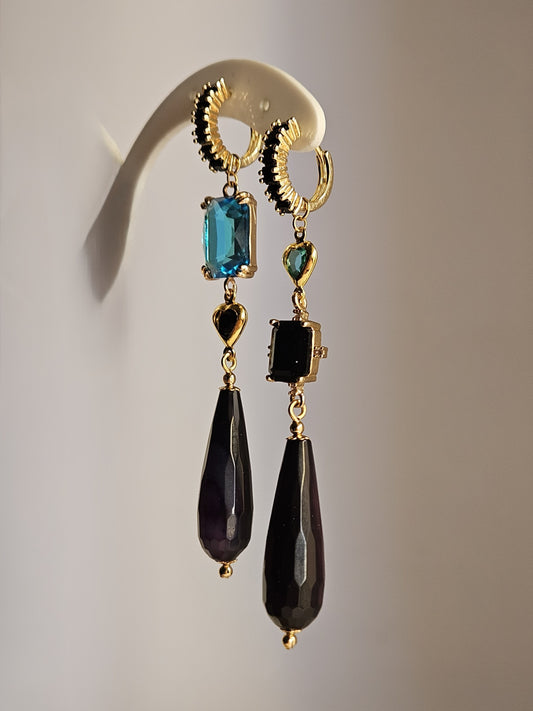Orecchini nero e turchese -doppio utilizzo-