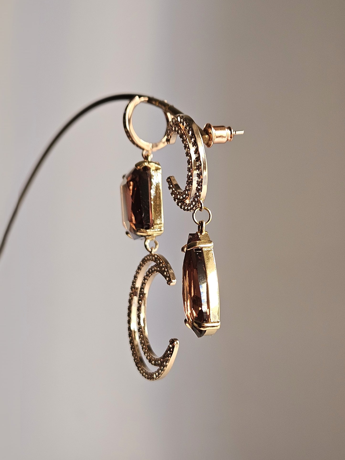 Orecchini lune strass e vino