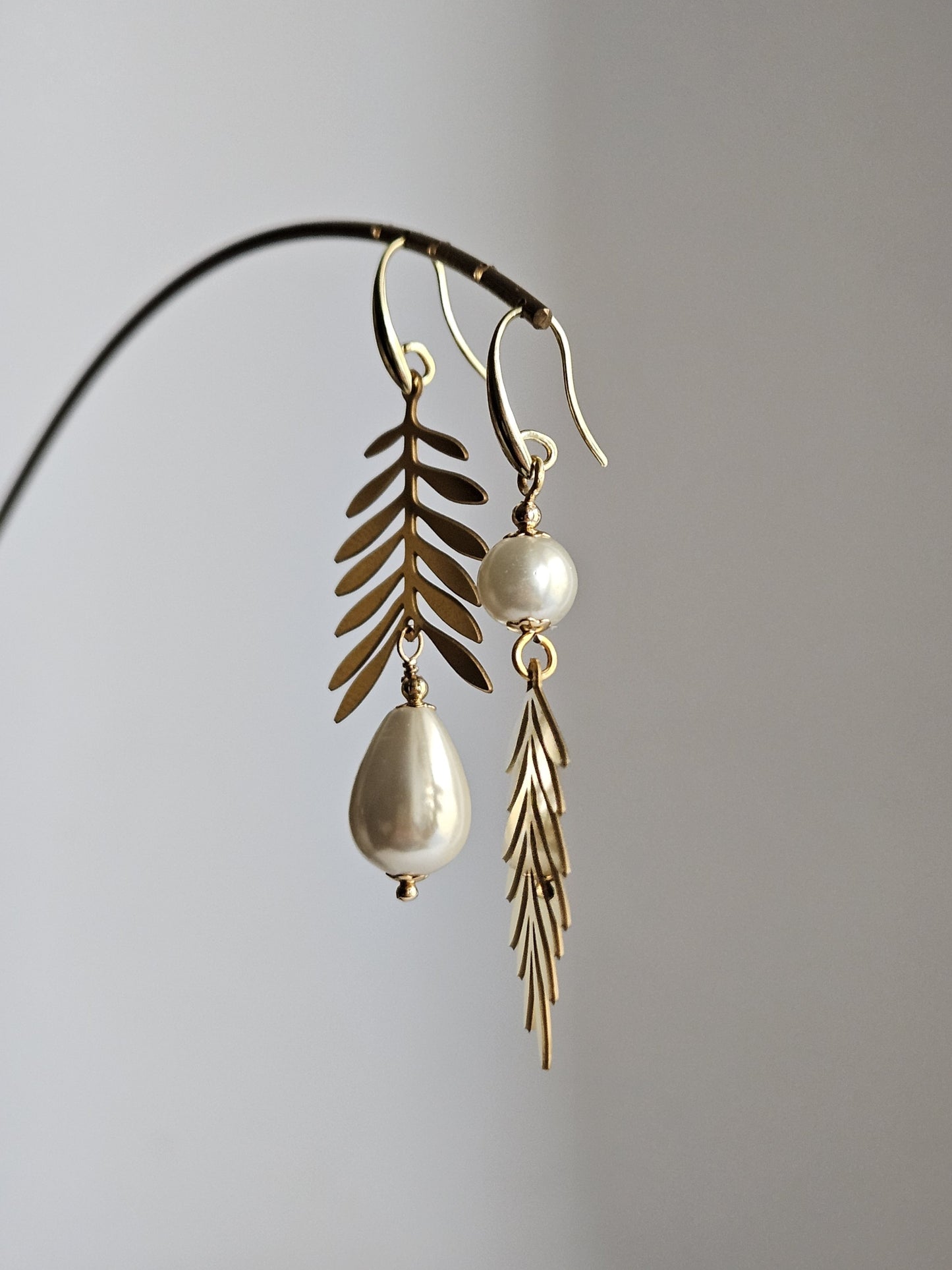 Orecchini felce e perla - Contemporanea -
