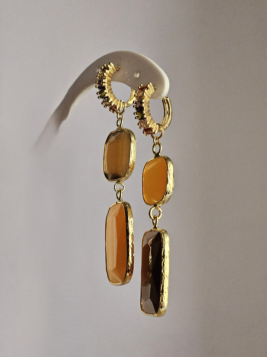 Orecchini tangerine e marron glacé - doppio utilizzo -
