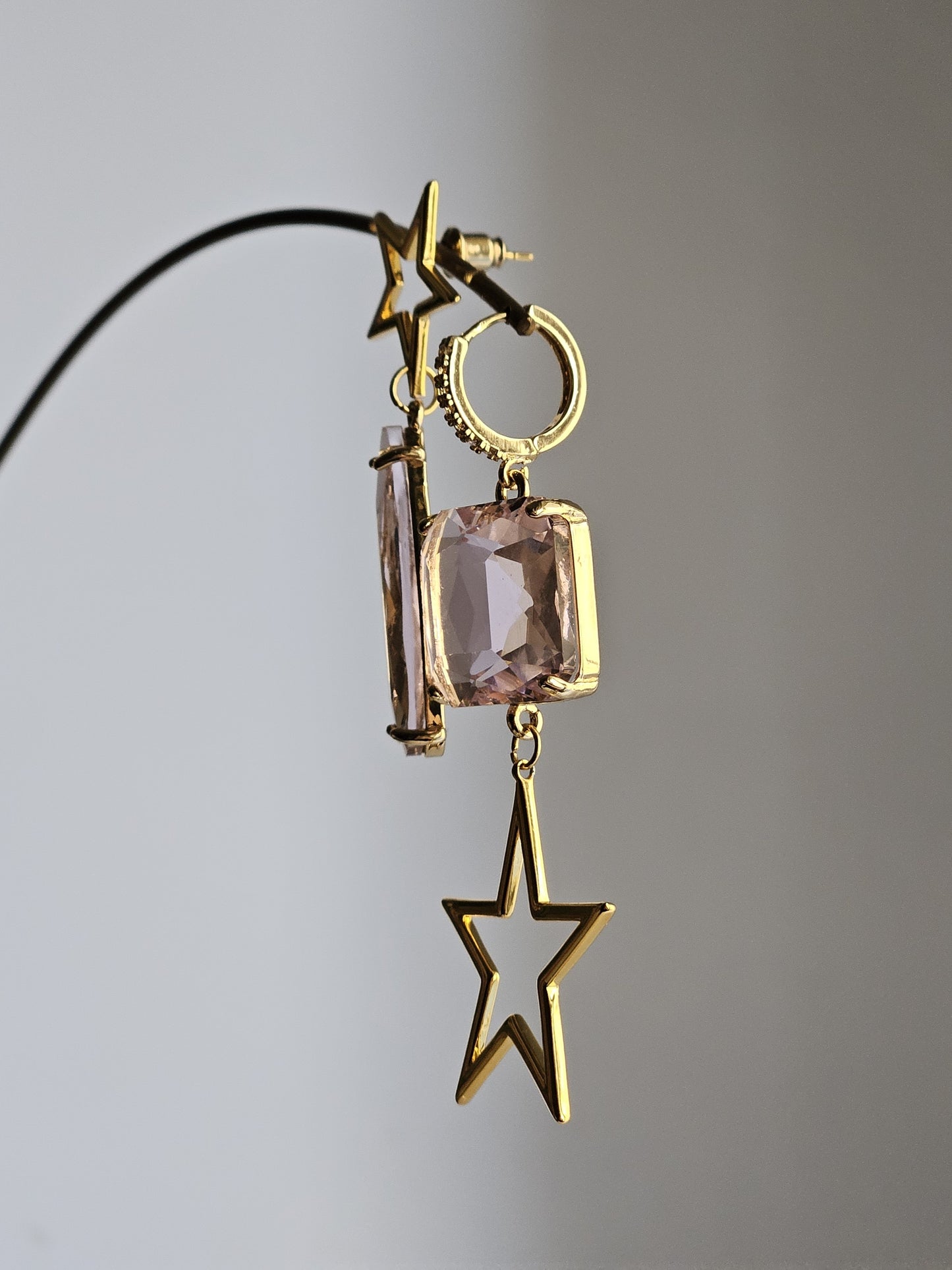 Orecchini stelle peonia e strass