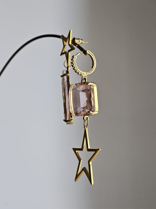 Orecchini stelle peonia e strass