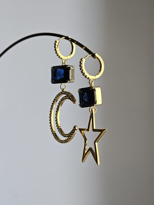 Orecchini stella luna e blu