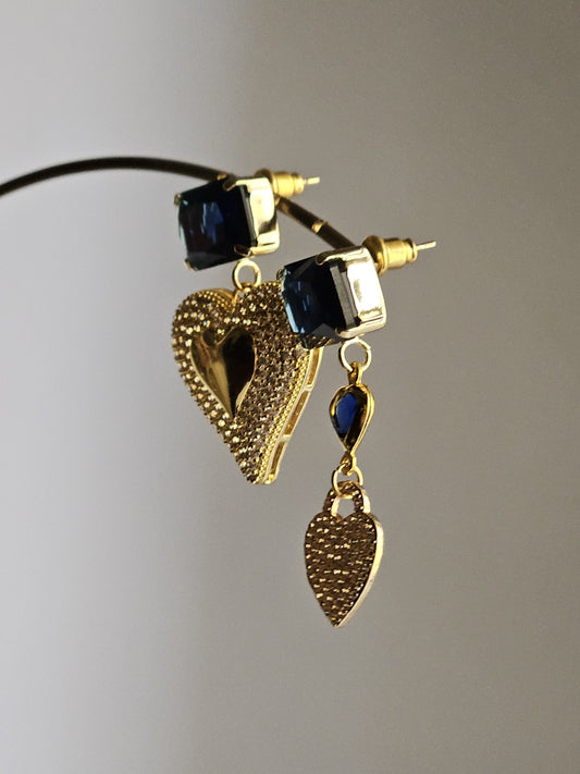 Orecchini cuore a cuore blu