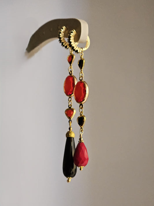 Orecchini Zehra rosso e nero -Due in uno-
