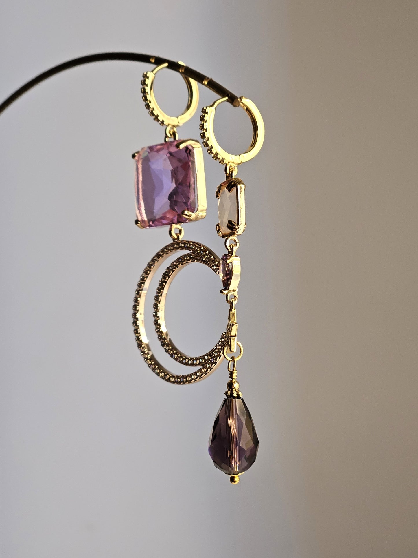 Orecchini luna glicine e viola