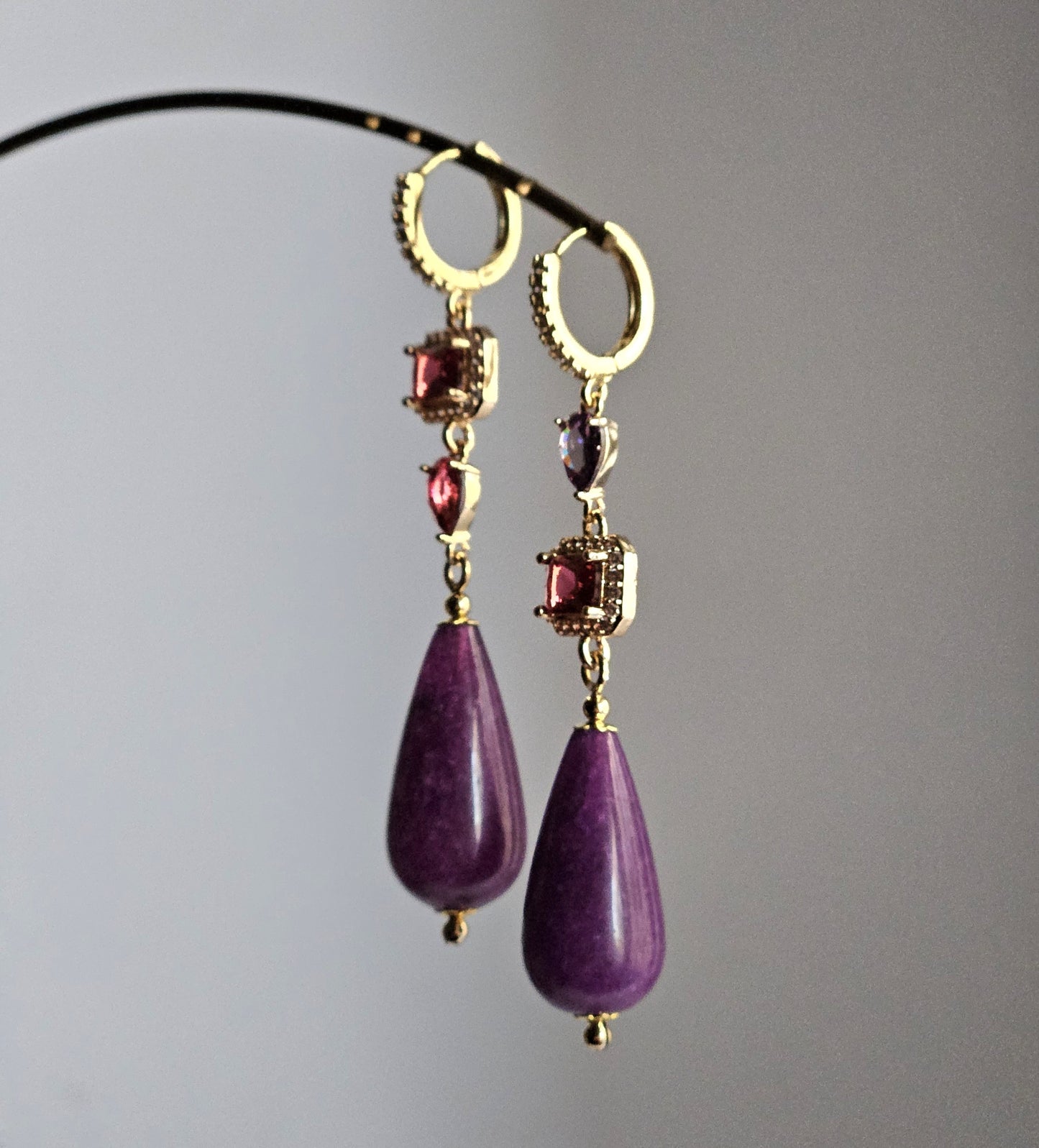 Orecchini amaranto e viola