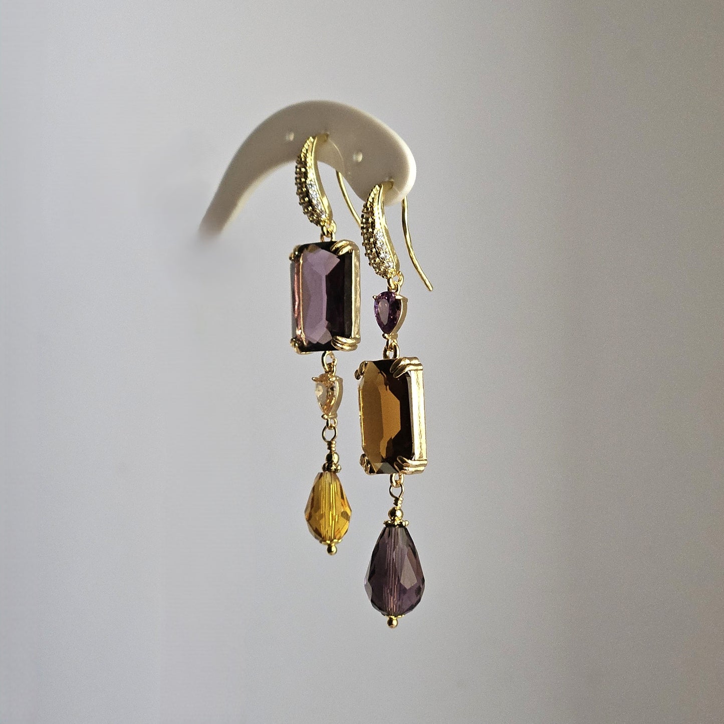 Orecchini strass ambra e melanzana