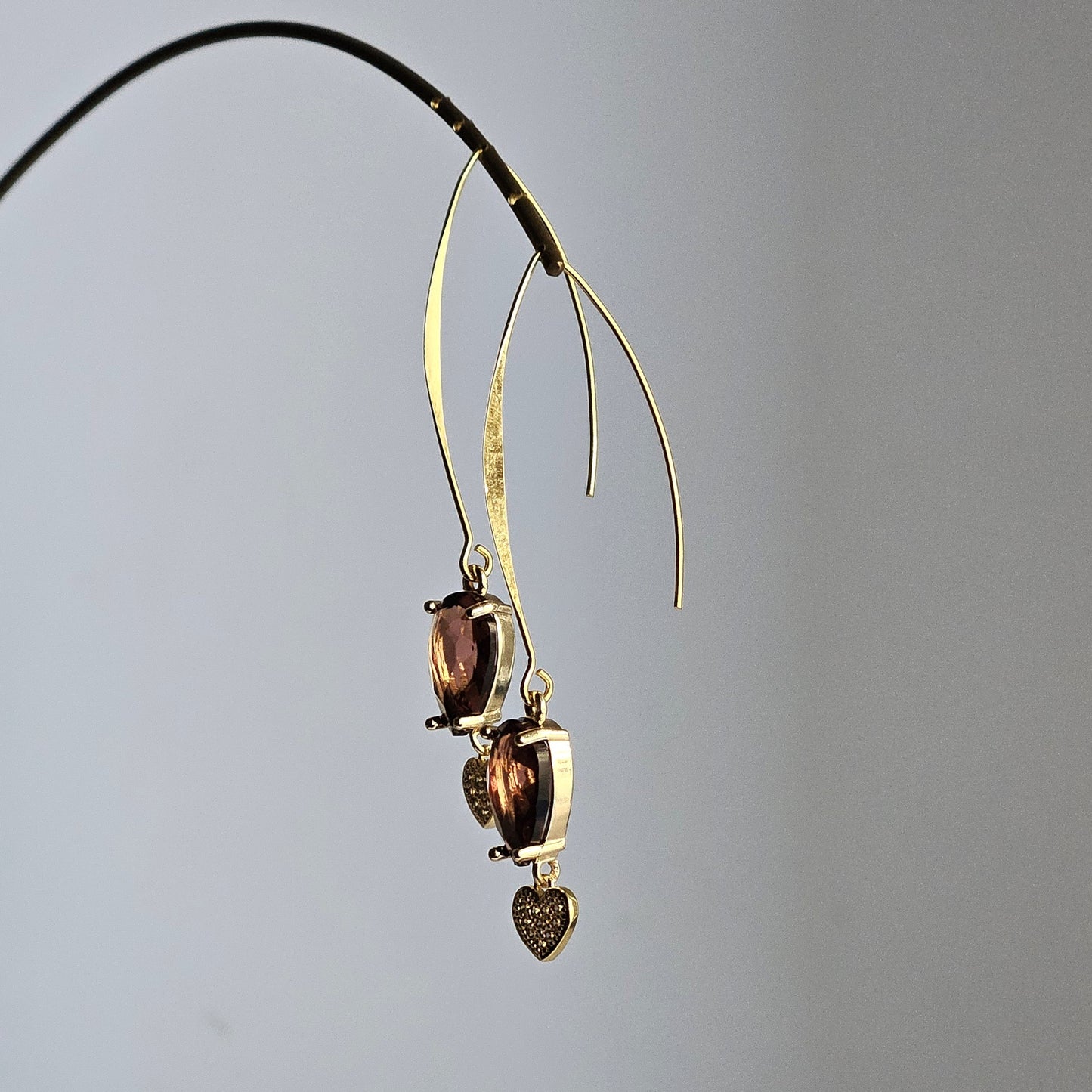 Orecchini goccia strass e cuore