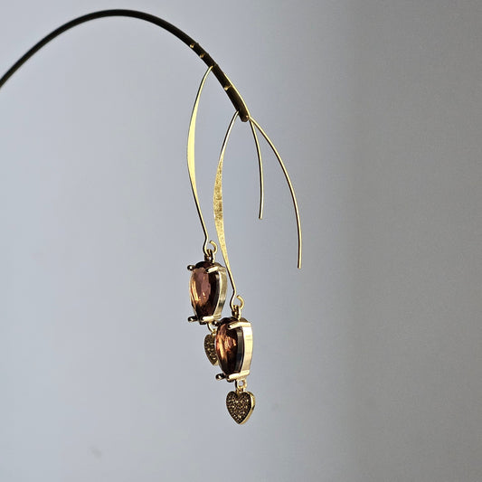 Orecchini goccia strass e cuore