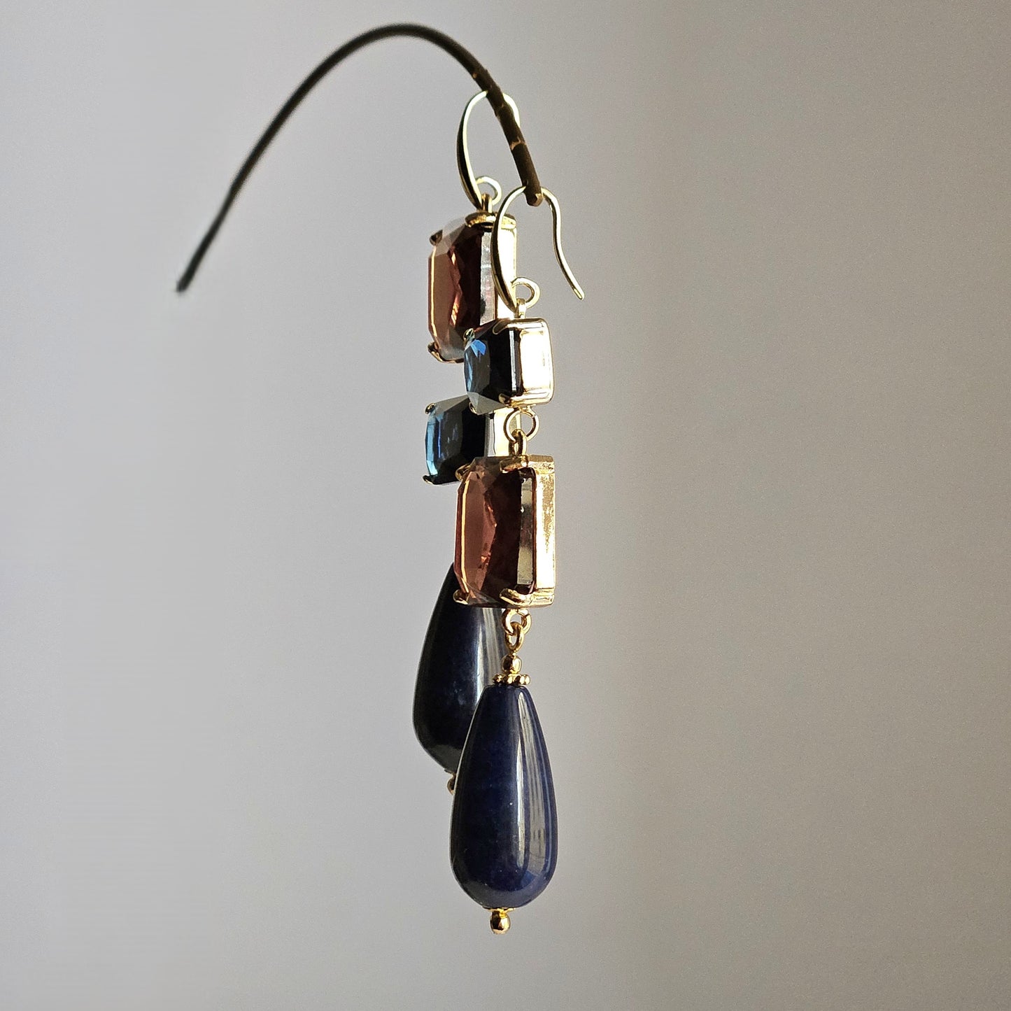 Orecchini strass Burgundy e blue