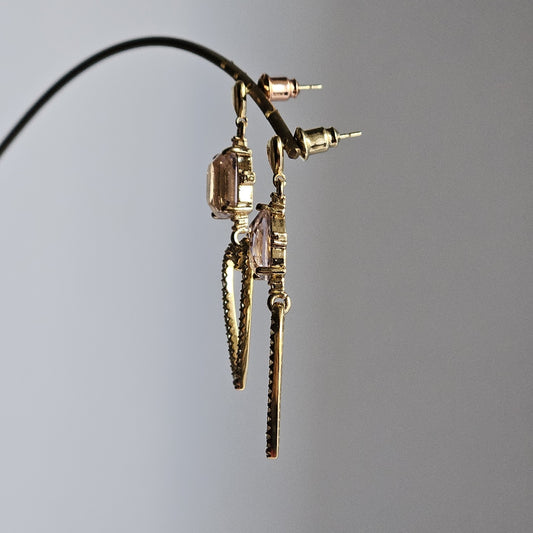 Orecchini cuore filo strass e rosa