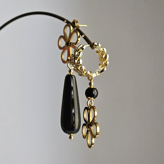 Orecchini flower power e nero