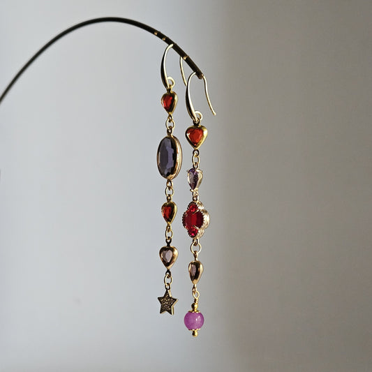 Orecchini Zehra viola e rosso