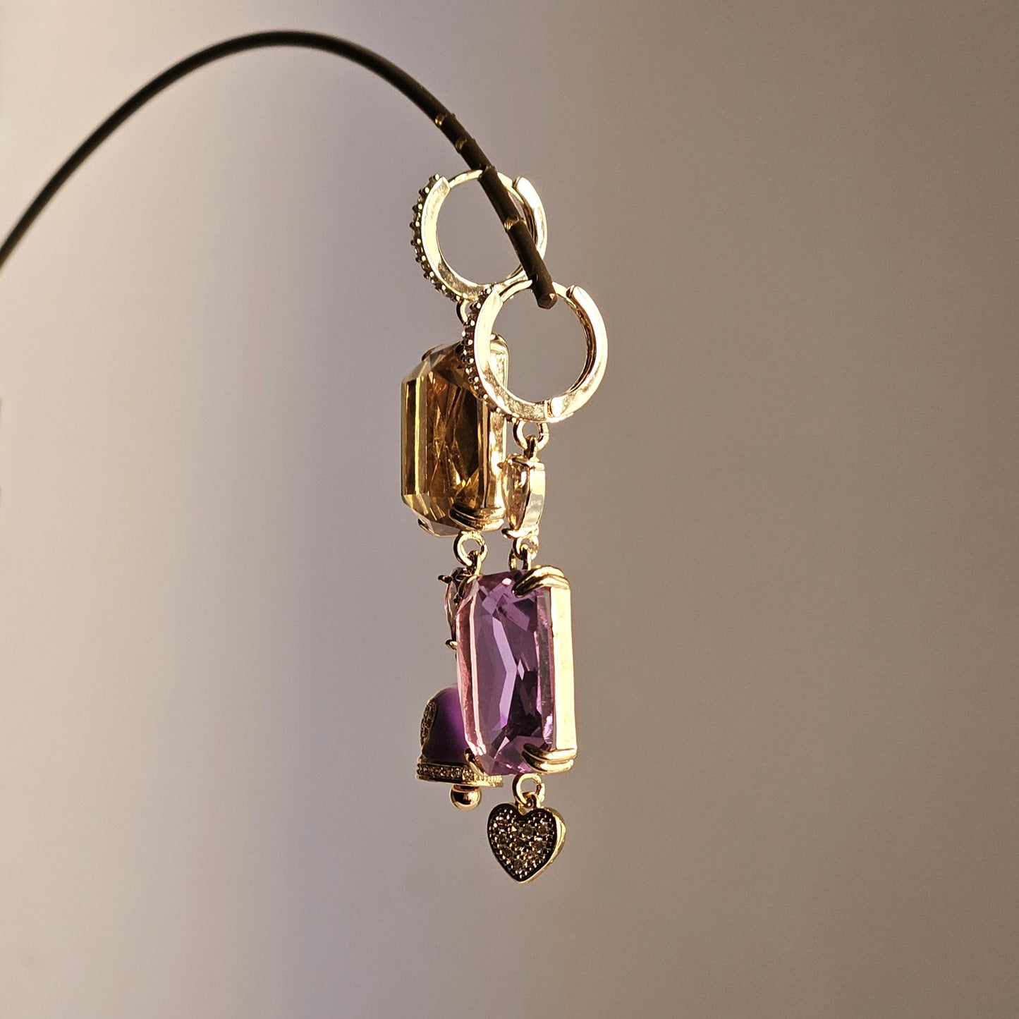 Orecchini glicine champagne e bell