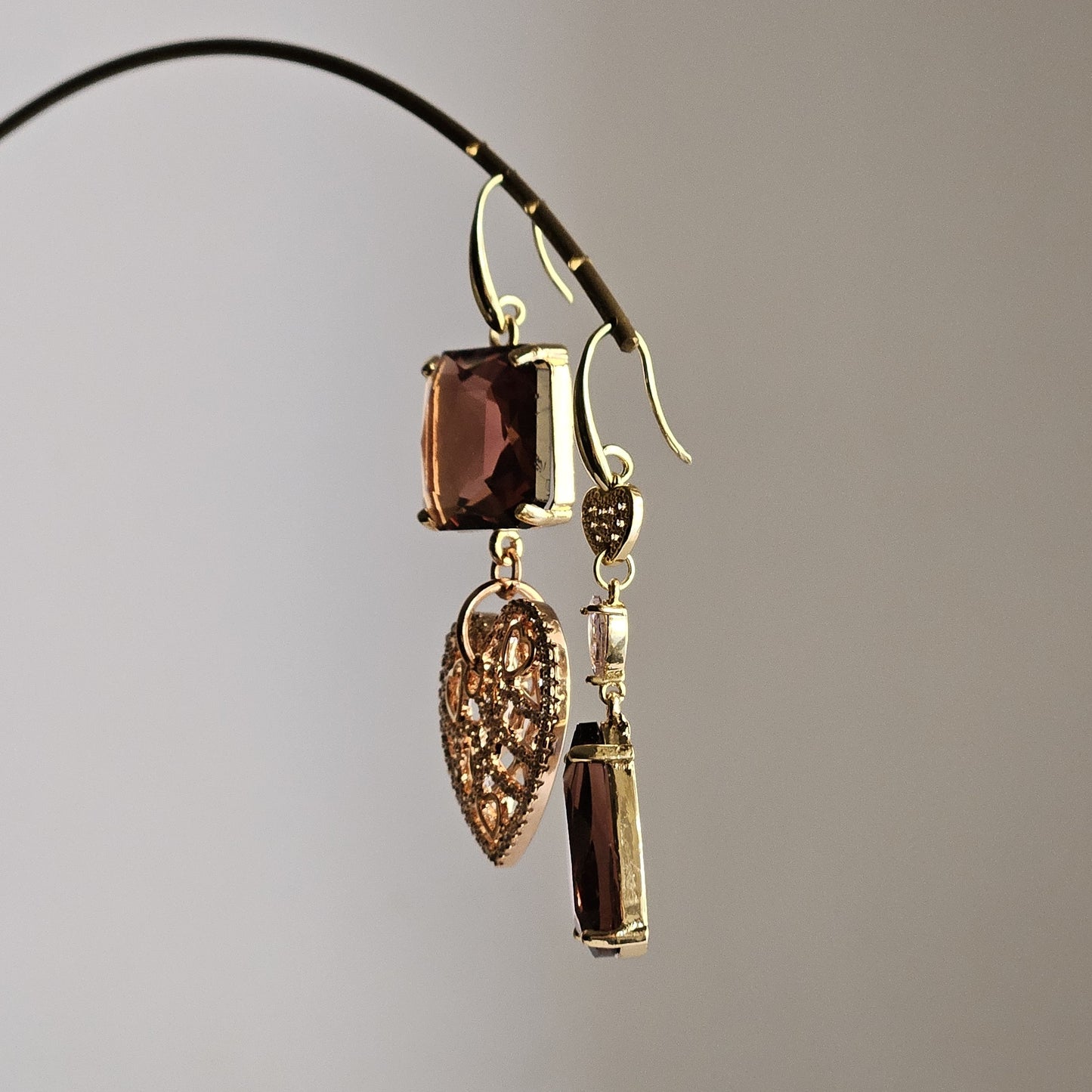 Orecchini cuore strass LOVE e vino