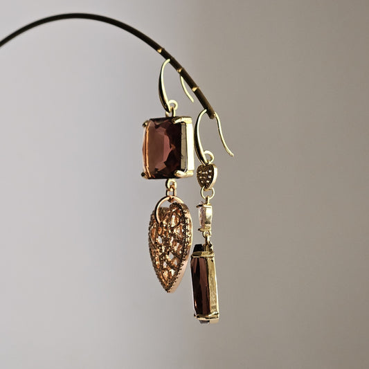 Orecchini cuore strass LOVE e vino