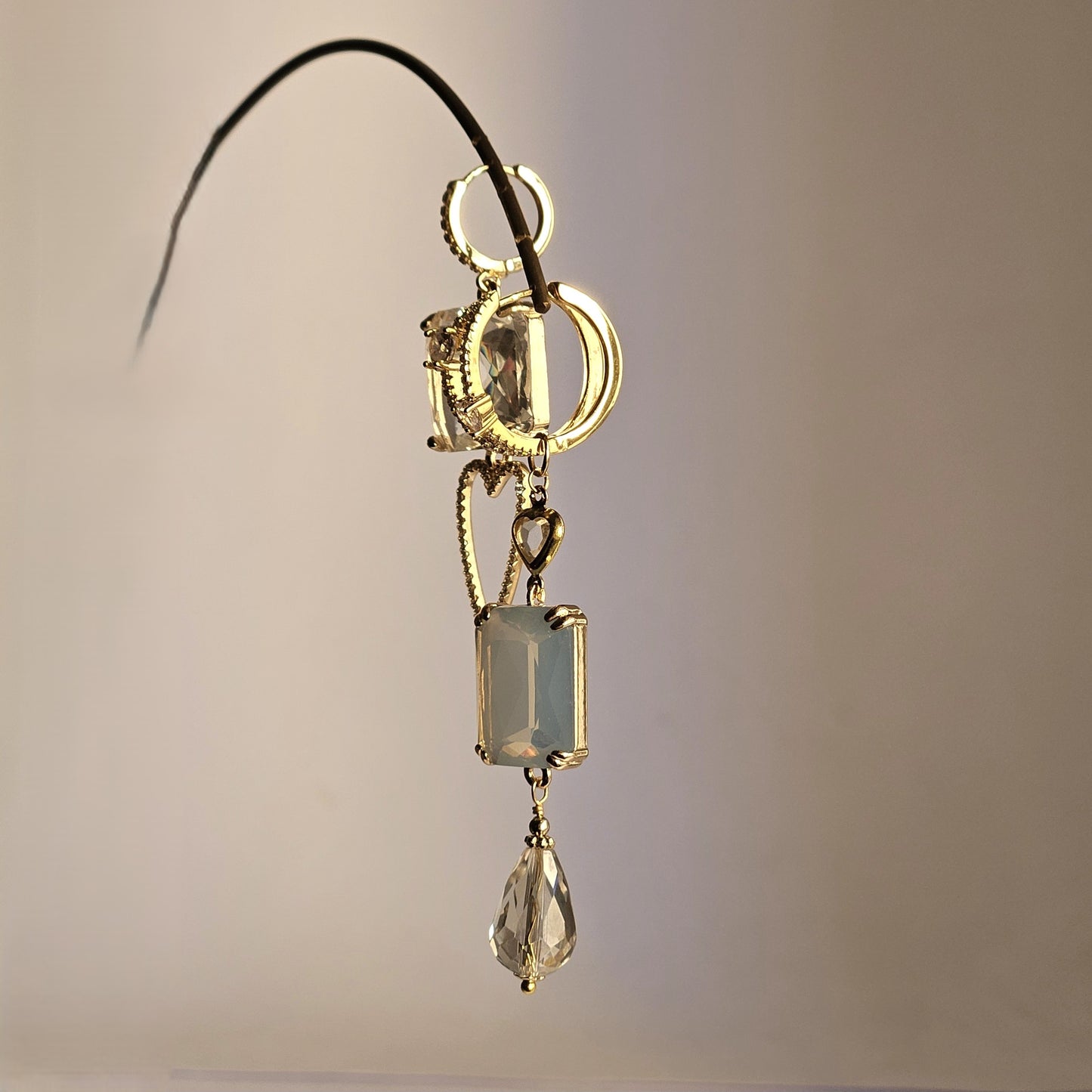 Orecchini cuori strass e ghiaccio siderale