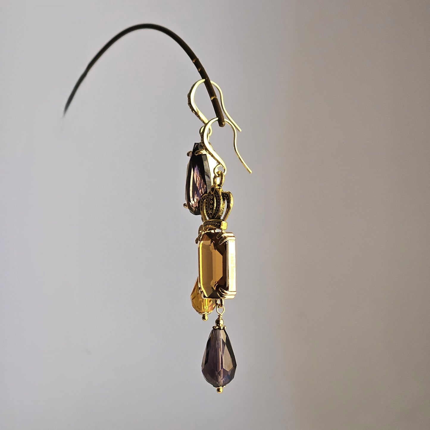 Orecchini strass miele e mirtillo