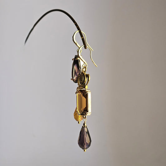 Orecchini strass miele e mirtillo