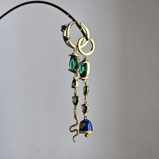 Orecchini Zehra strass smeraldo e blu