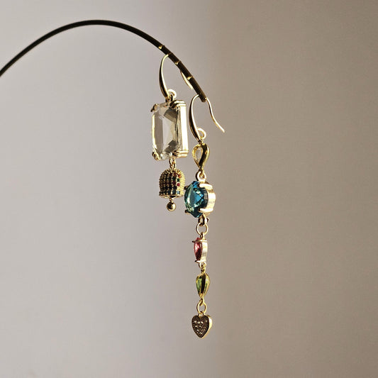 Orecchini strass cuori rainbow e bell