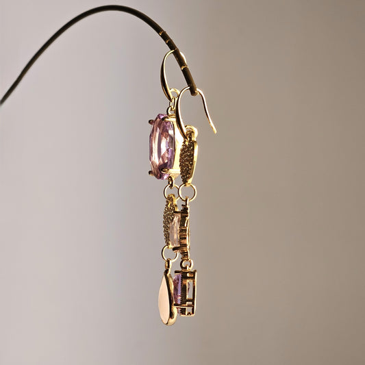 Orecchini cuori glicine e rosa