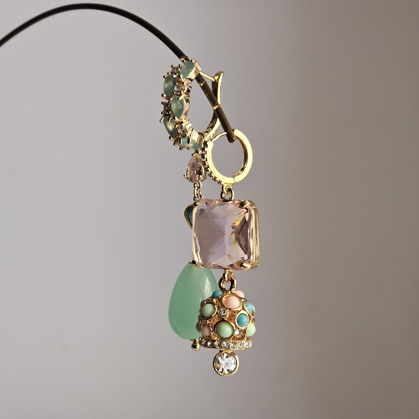Orecchini verde Tiffany rosa e bell