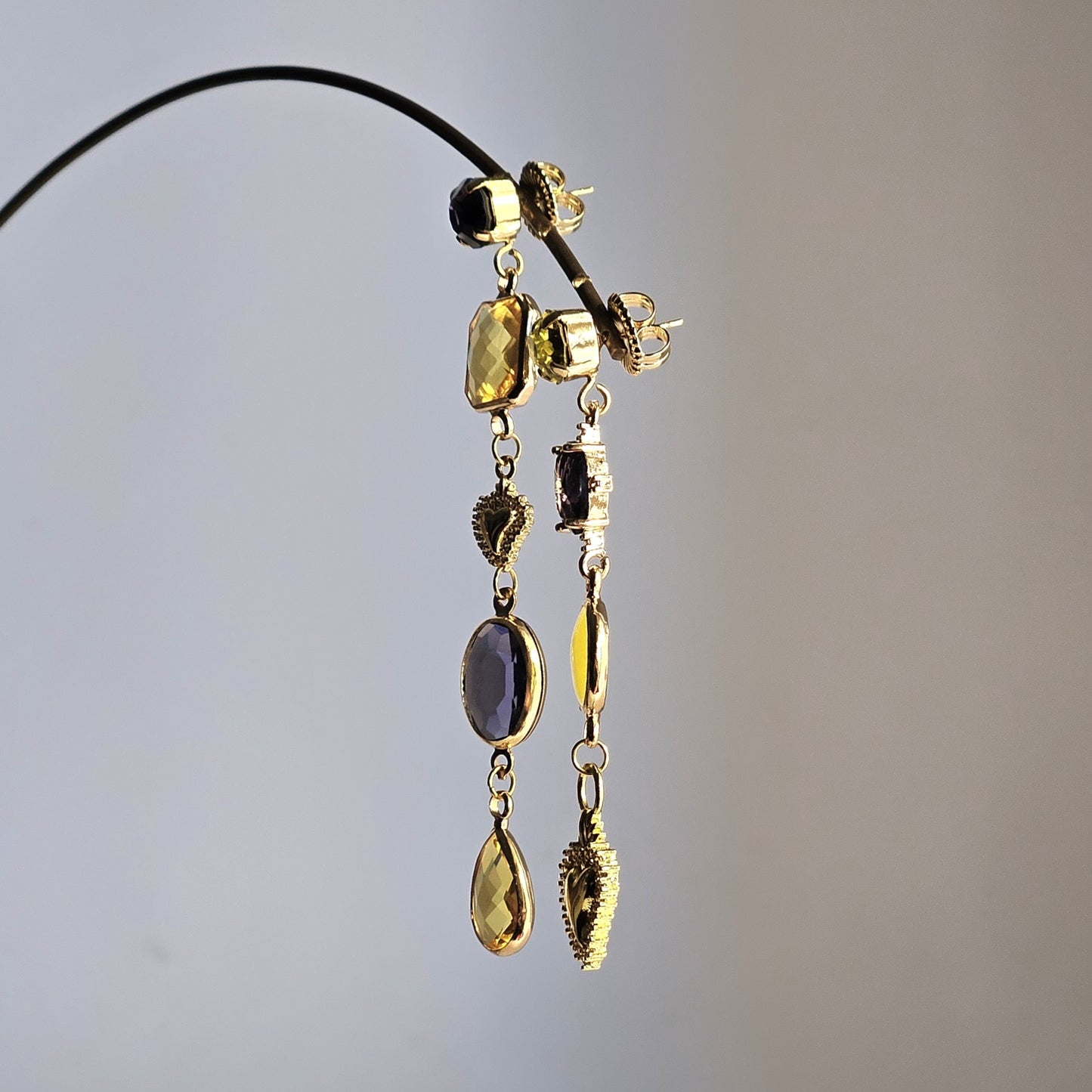 Orecchini Zehra viola giallo e cuori