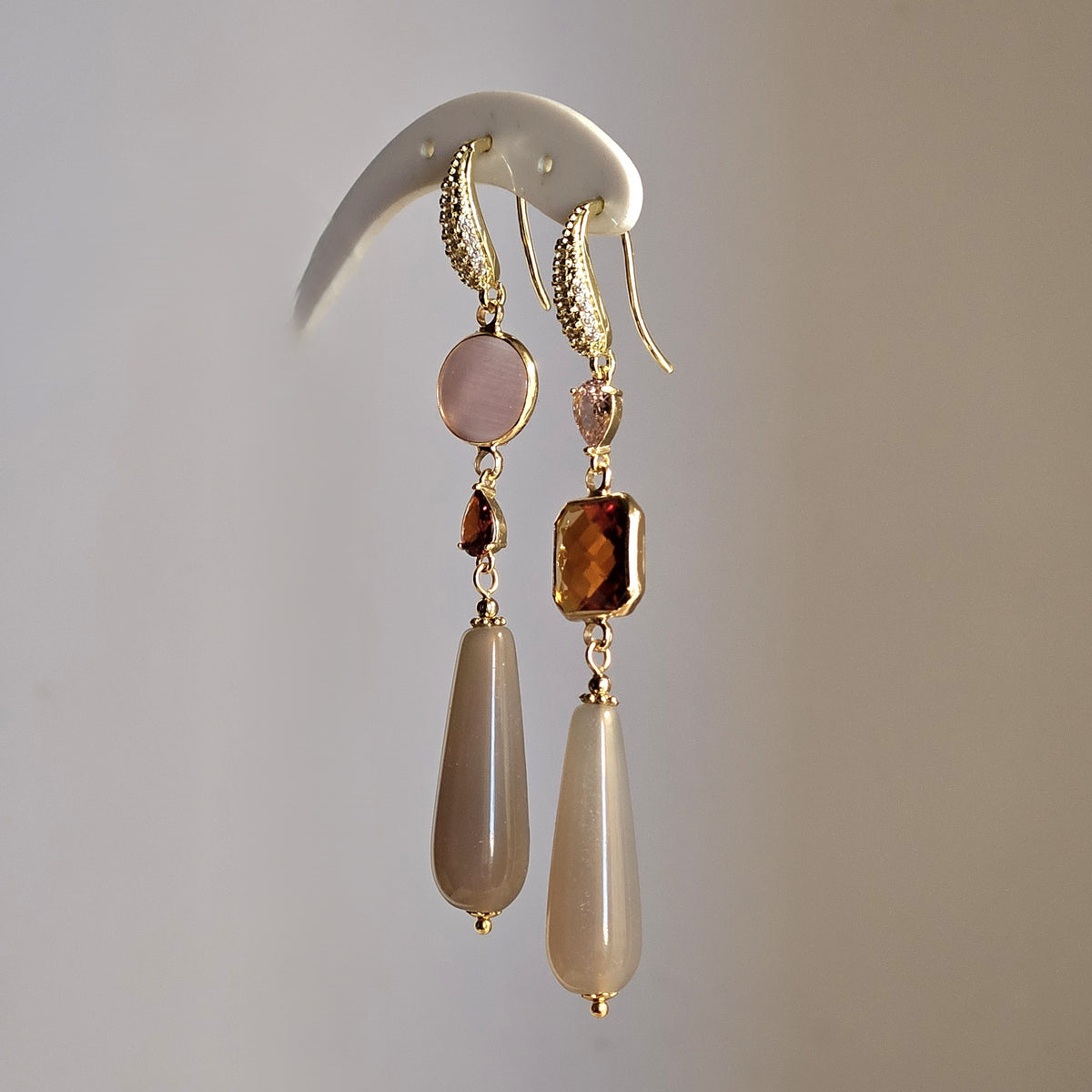 Orecchini strass caramello e peonia