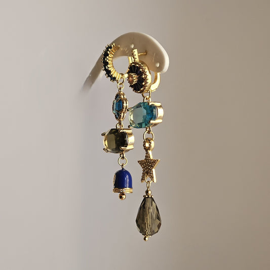 Orecchini fango blu e turchese -Due in uno-