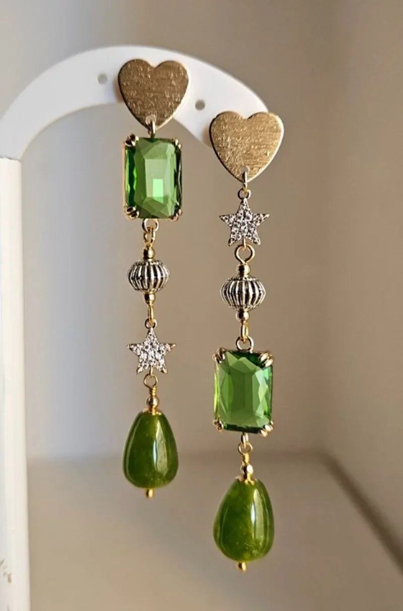 Orecchini cuori e verde