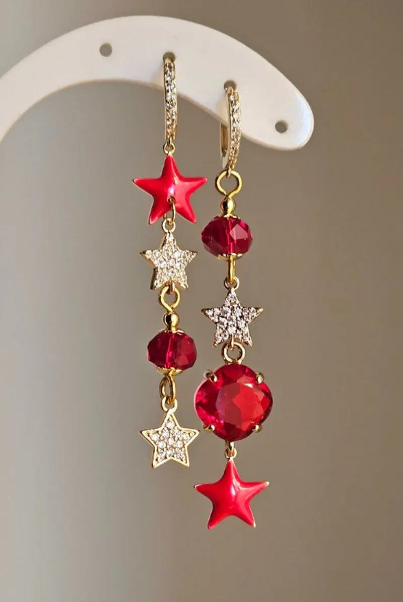 Orecchini stella in rosso