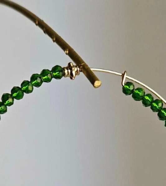 Orecchini cerchio pietre colorate e smalto - verde marezzato