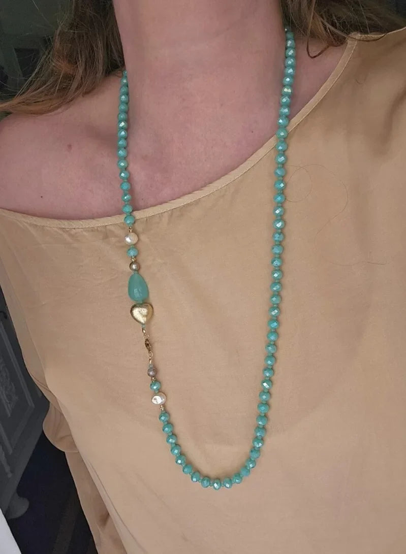 Collana cuore verde mare
