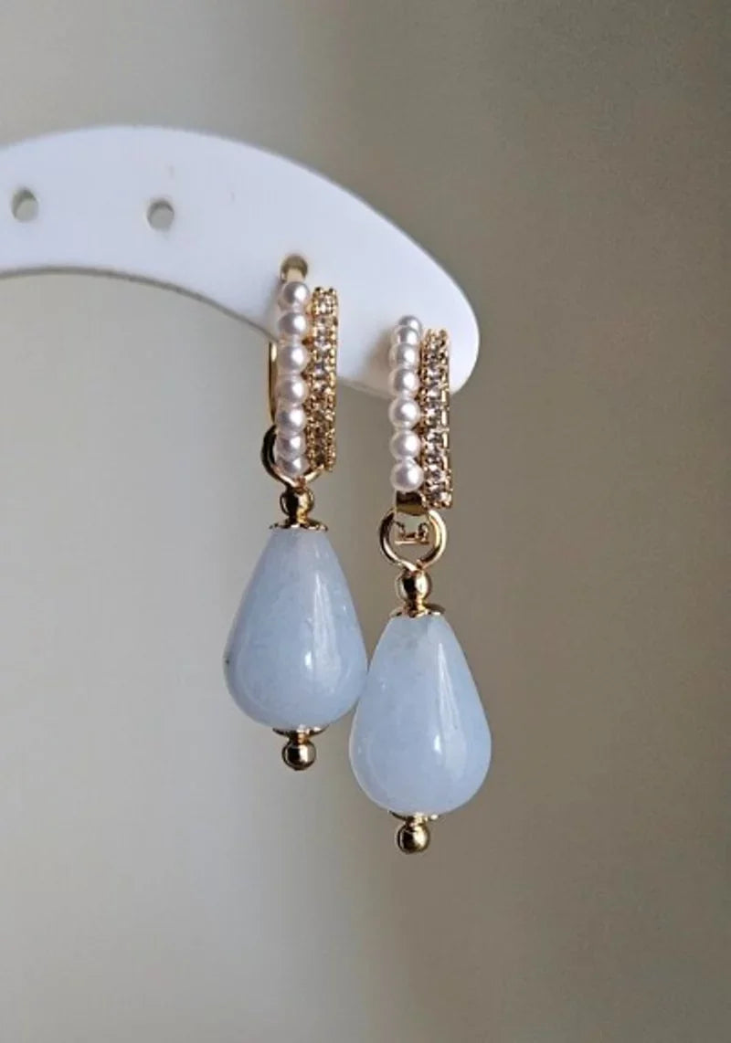 Orecchini perline strass e azzurro